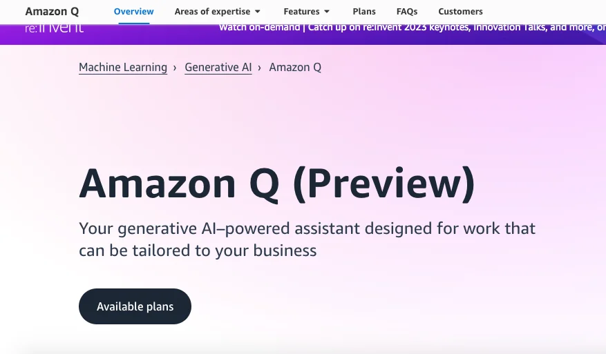 unveils Q, an AI-powered chatbot for businesses at AWS re